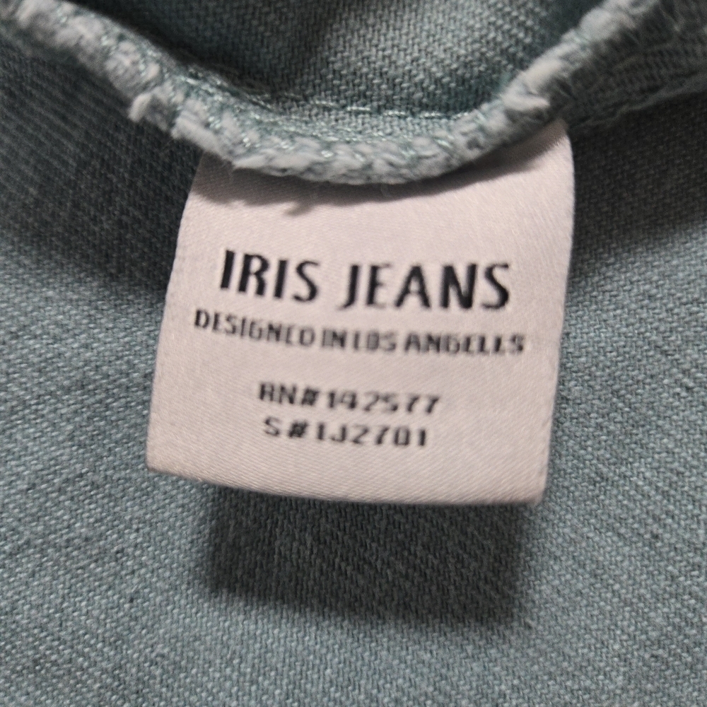 Iris Jeans Distressed Denim Jacket in Teal - Picture 5 of 13